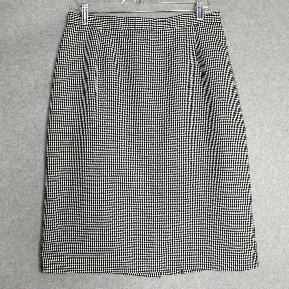 Vintage Norton McNaughton Houndstooth Skirt Womens S 16 Black & White Career